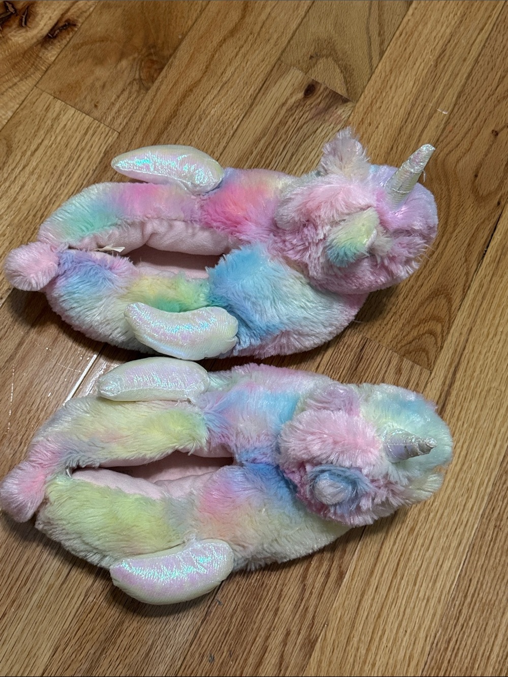 The Children's Place Pastel Rainbow Unicorn Plush Slippers